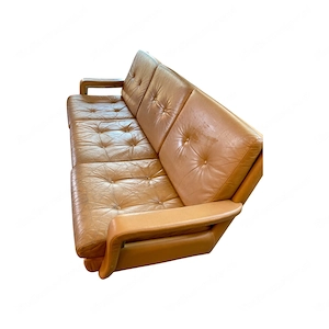 Couch und einen drehbaren Lounger authentic vintage aus den 1960er Jahren. Leder cognacfarbig. Bild 2