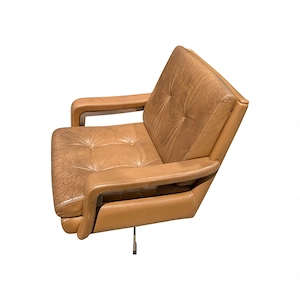 Couch und einen drehbaren Lounger authentic vintage aus den 1960er Jahren. Leder cognacfarbig. Bild 4