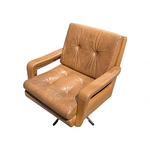 Couch und einen drehbaren Lounger authentic vintage aus den 1960er Jahren. Leder cognacfarbig. Bild 3