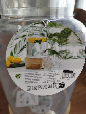Glas Getränkespender 5,5 L mit Zapfhahn und Holzsockel Bild 2