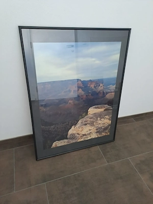 Bilderrahmen schwarz, Kunststoff mit Glasscheibe 80 x 60 cm