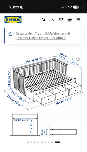 Bett ausziehbar mit Schubladen Bild 2
