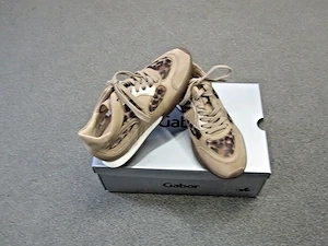 Damen Gabor Sneaker Gr. 35 2,5 Nubukleder Mesh mit Karton BEIGE BRAUN. NEU! Bild 2