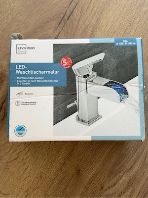 Livarno Home LED-Waschtischarmatur mit Wasserfall-Auslauf - neu Bild 2