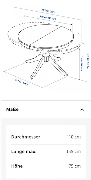 Ikea Tisch 'Rosentorp' ausziehbar 9 Monate alt Bild 3