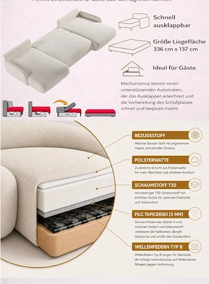 Wohnlandschaft Boucle Beige  Bild 5