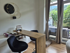 Barmöbel + Hocker;  Sideboard ELDIR mit ausklappbarer Bar   weiß & Eiche Bild 2