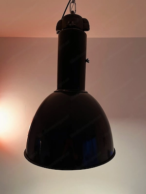Vintage Industrielampe Emaille schwarz   originale Fabrik- Bauhauslampe Bild 2