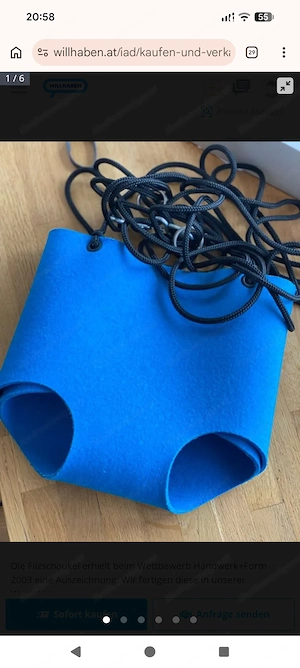 Filz Schaukel Baby blau 4-24Monate für Innenraum - wie neu Bild 2