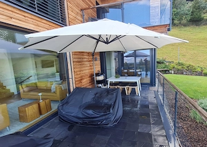 Sonnenschirm 350cm 3,5m, rund   8-eckig, Anthrazit   Beige, Ampelschirm Bild 2