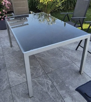 Gartentisch Glas Alugestell Bild 2