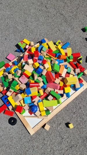 Großes Holz-Bauklötze Set - bunt - viele Teile Bild 2