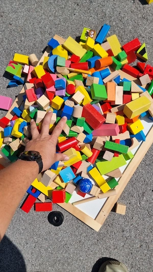 Großes Holz-Bauklötze Set - bunt - viele Teile Bild 3