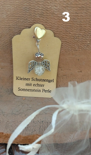 Schutzengel Glücksbringer mit echten Naturstein Perle "Sonnenstein" Bild 3