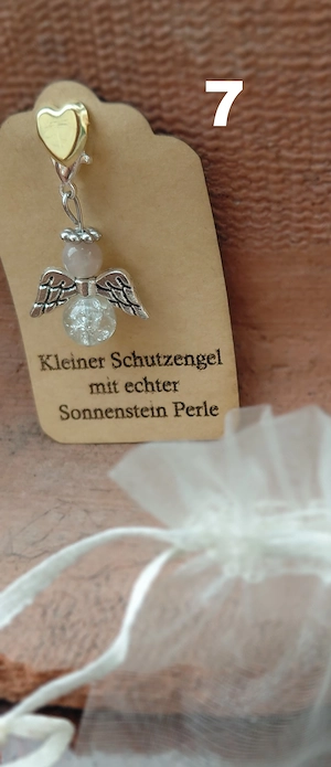 Schutzengel Glücksbringer mit echten Naturstein Perle "Sonnenstein" Bild 7