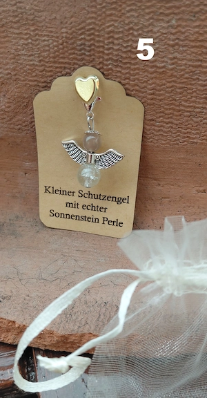 Schutzengel Glücksbringer mit echten Naturstein Perle "Sonnenstein" Bild 5