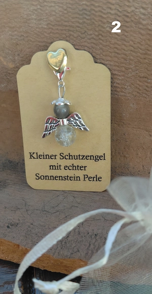 Schutzengel Glücksbringer mit echten Naturstein Perle "Sonnenstein" Bild 2