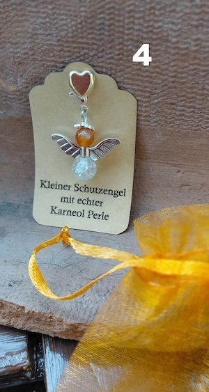 Schutzengel Glücksbringer mit echten Naturstein Perle "Karneol"