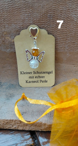 Schutzengel Glücksbringer mit echten Naturstein Perle "Karneol" Bild 3