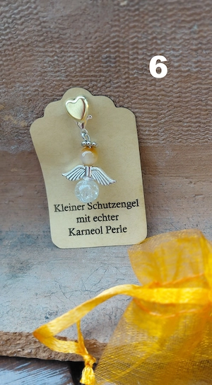 Schutzengel Glücksbringer mit echten Naturstein Perle "Karneol" Bild 2