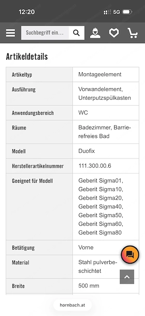 Vorwandelement Geberit Duofix für WC Bauhöhe 1120 mm mit Sigma UP-Spülkasten 111.300.00.6 Bild 5