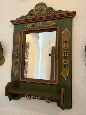 Komplette Bauernmöbel Garderobe 5-teilig: Schuhschrank, Paneel, Spiegel, Hocker & Schirmständer  Bild 4