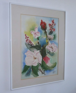 Blumenstrauß Original Bild Aquarell   signiert gerahmt 49x61 cm   siehe Fotos Bild 3