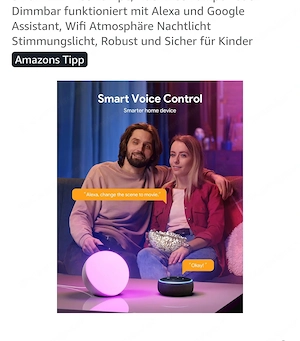 Verkaufe neue Lampe,Stimmungslicht, Nachtlicht. Touchbedienung und auch Kompatibel mit Alexa Bild 3
