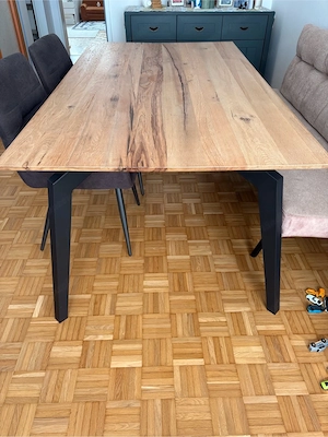 Massivholz Esstisch Edelstahl Bild 3