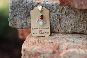 Schutzengel Glücksbringer mit echten Naturstein Perle "Achat" Bild 2