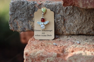 Schutzengel Glücksbringer mit echten Naturstein Perle "Achat" Bild 3