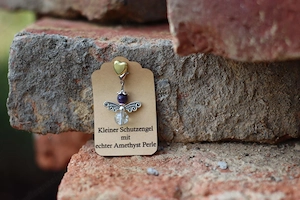 Schutzengel Glücksbringer mit echten Naturstein Perle "Amethyst" Bild 3