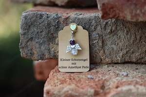 Schutzengel Glücksbringer mit echten Naturstein Perle "Amethyst" Bild 2
