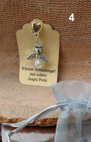 Schutzengel Glücksbringer mit echten Naturstein Perle "Dalmatiner Jaspis" Bild 4
