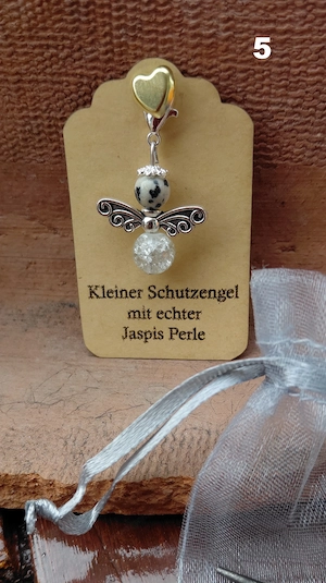 Schutzengel Glücksbringer mit echten Naturstein Perle "Dalmatiner Jaspis" Bild 5
