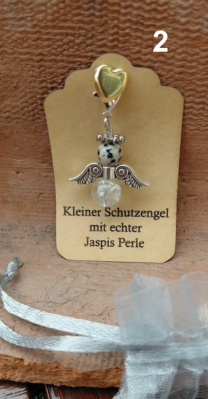 Schutzengel Glücksbringer mit echten Naturstein Perle "Dalmatiner Jaspis" Bild 2