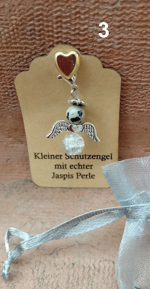 Schutzengel Glücksbringer mit echten Naturstein Perle "Dalmatiner Jaspis" Bild 3