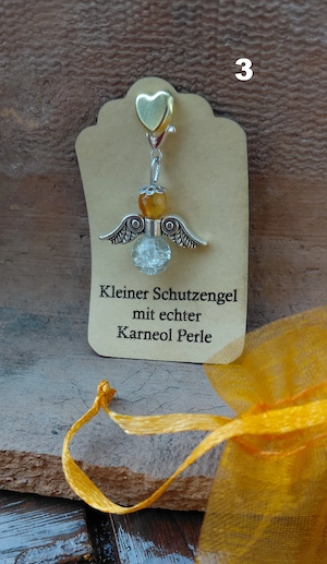 Schutzengel Glücksbringer mit echten Naturstein Perle "Karneol" Bild 3