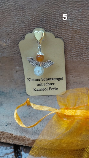 Schutzengel Glücksbringer mit echten Naturstein Perle "Karneol" Bild 6