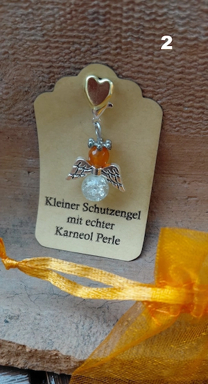 Schutzengel Glücksbringer mit echten Naturstein Perle "Karneol" Bild 2
