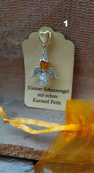 Schutzengel Glücksbringer mit echten Naturstein Perle "Karneol"