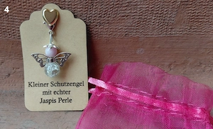 Schutzengel Glücksbringer mit echten Naturstein Perle "Kirschblüten Jaspis" Bild 4