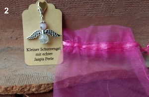Schutzengel Glücksbringer mit echten Naturstein Perle "Kirschblüten Jaspis" Bild 2