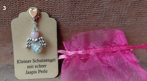 Schutzengel Glücksbringer mit echten Naturstein Perle "Kirschblüten Jaspis" Bild 3