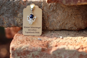 Schutzengel Glücksbringer mit echten Naturstein Perle "Lapislazuli" Bild 2