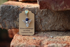 Schutzengel Glücksbringer mit echten Naturstein Perle "Lapislazuli" Bild 3