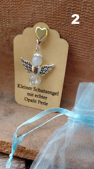 Schutzengel Glücksbringer mit echten Naturstein Perle "Opalit" Bild 2