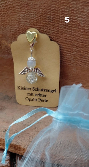 Schutzengel Glücksbringer mit echten Naturstein Perle "Opalit" Bild 5