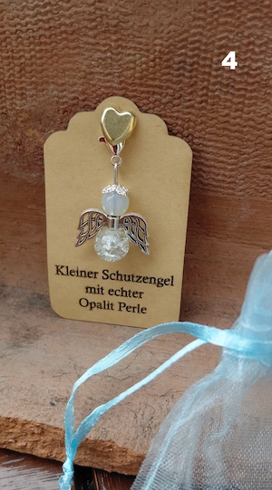 Schutzengel Glücksbringer mit echten Naturstein Perle "Opalit" Bild 4
