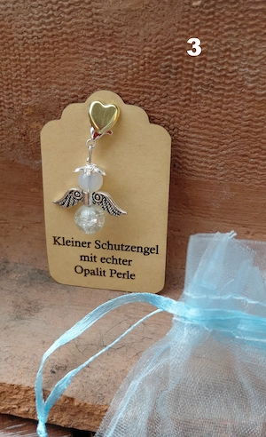 Schutzengel Glücksbringer mit echten Naturstein Perle "Opalit" Bild 3